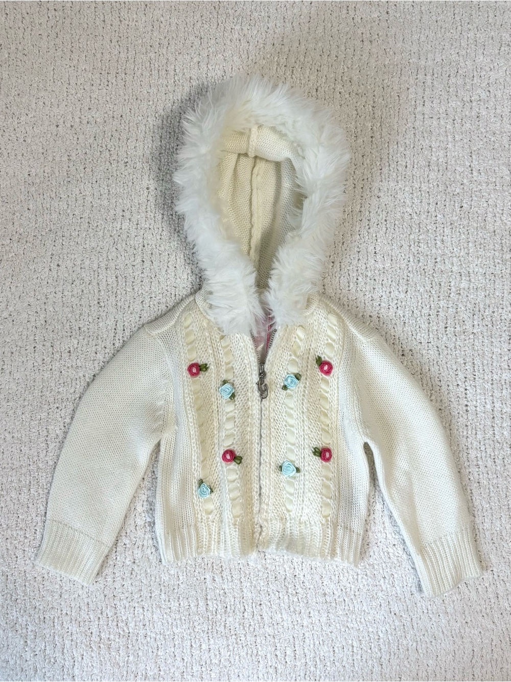 Vintage baby Guess fur rosette sweater